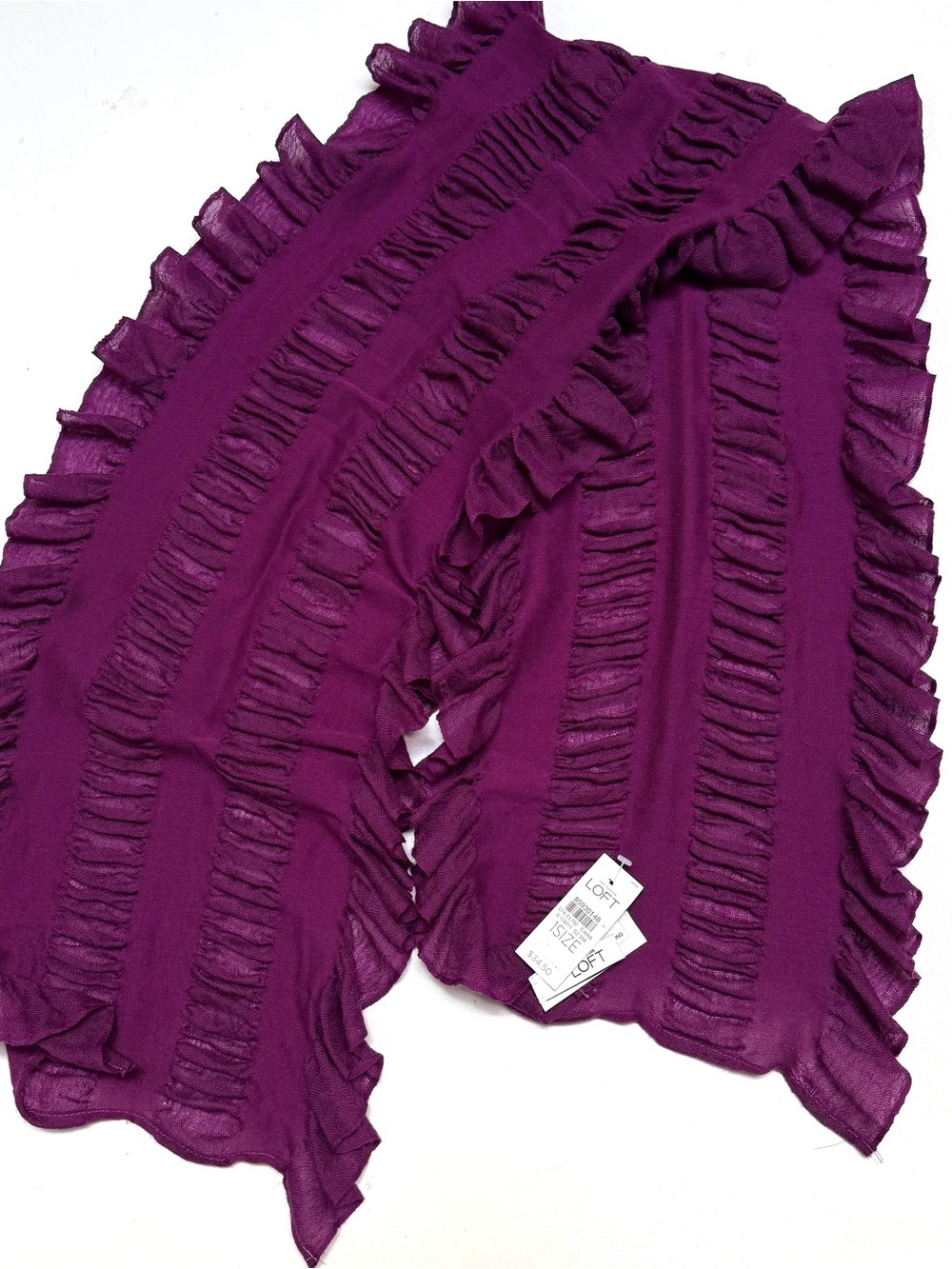 LOFT Plum Ruffled Scarf Wrap